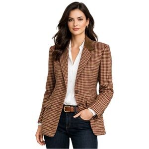Philippe Adec Vintage Wool Houndstooth Blazer Ralph Lauren Style), Size 8